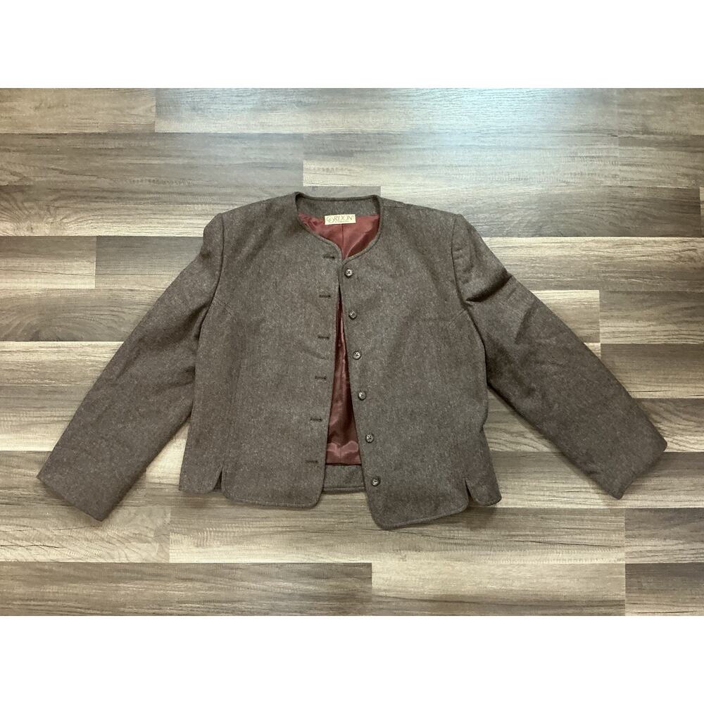 VTG Gordon of Philadelphia Wool Blend Button Front Jacket 14 Brown USA